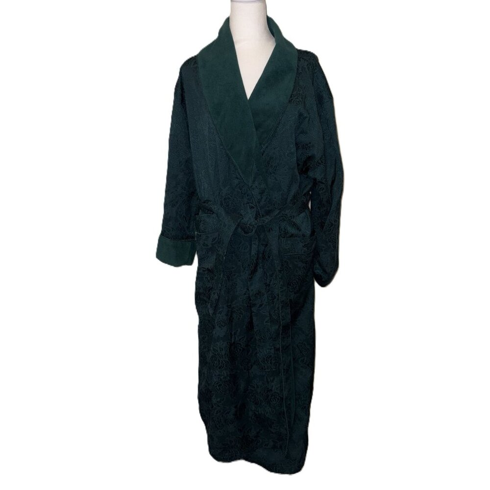 Cabernet Hunter Green Floral Jacquard Robe Shell Elegant Tie Size M